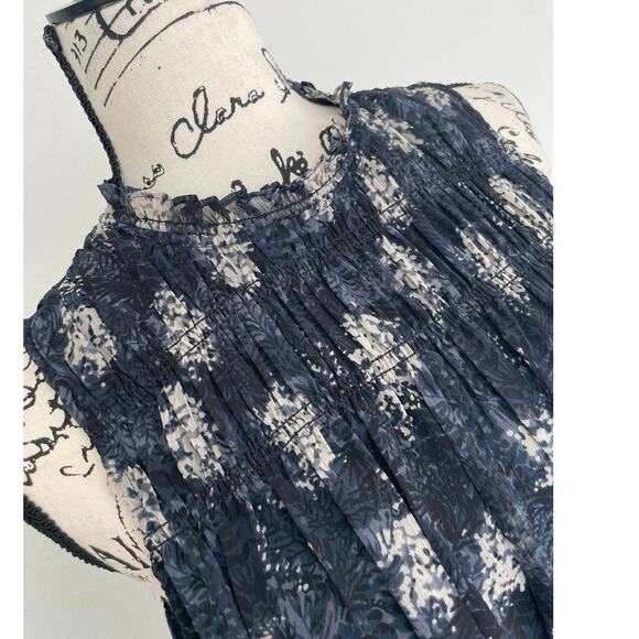 JOIE BALTIC MIDI DRESS BLACK/GRAY FLORAL FLOWY SMOCKED LACE SZ S RUFFLE NECK - Picture 13 of 16